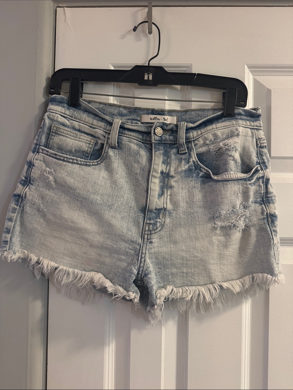 Willow + Root Light Blue Distressed Denim Shorts